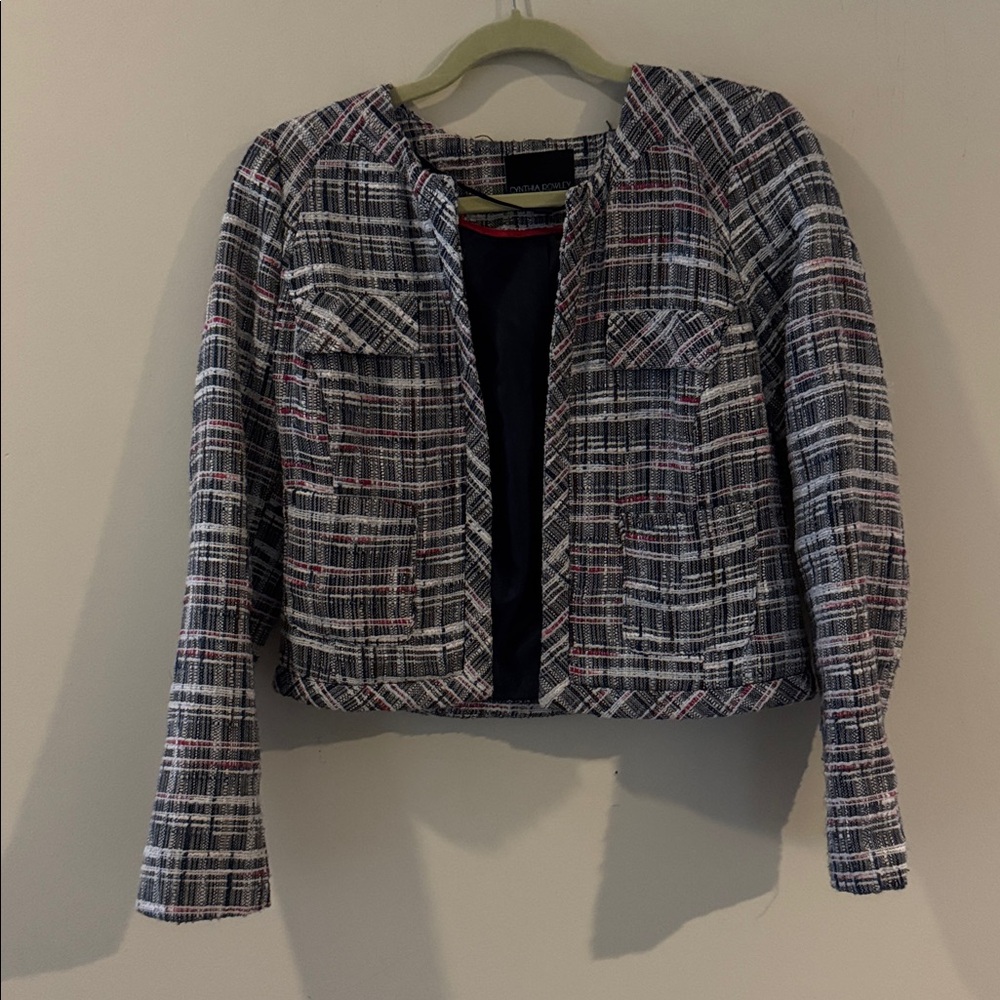 Cynthia Rowley Women's Plaid blazer - navy, White, Red